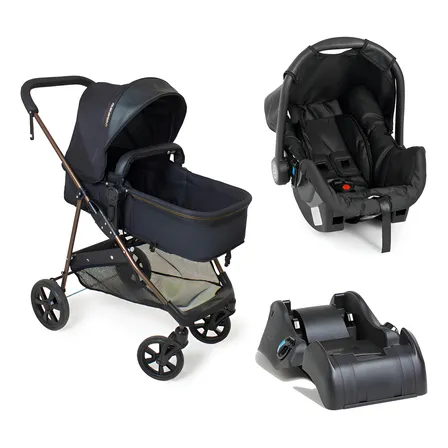 Carrinho Bebê Napoli Bebê Conforto E Base - Galzerano Preto/cobre Cobre