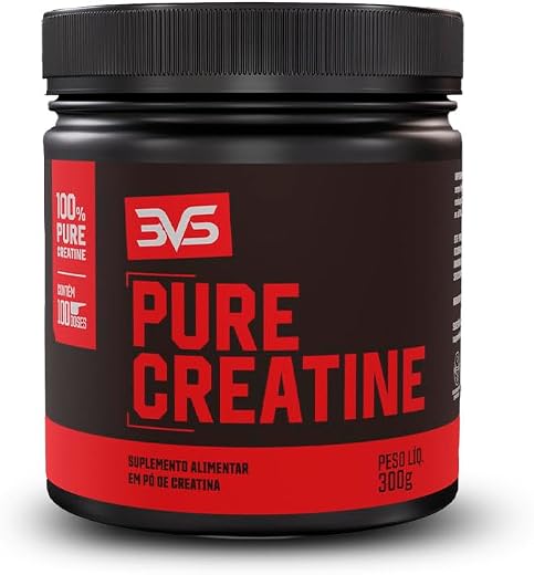 Creatina Monohidratada Pura Micronizada 300g 3VS Nutrition · 100% Pureza · Sem Sabor · 100 doses
