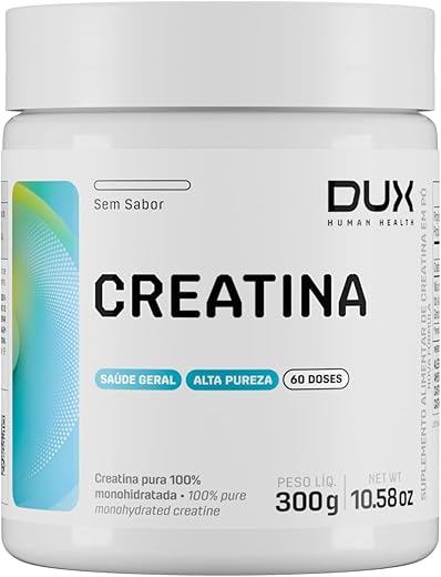 Creatina Monohidratada Sem Sabor - Pote 300g - Suplementação Treino Academia, Ganho Muscular Hipertrofia, Força Energia Resistência, Suplementos Naturais - DUX HUMAN HEALTH